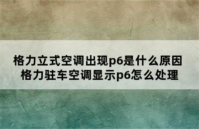 格力立式空调出现p6是什么原因 格力驻车空调显示p6怎么处理